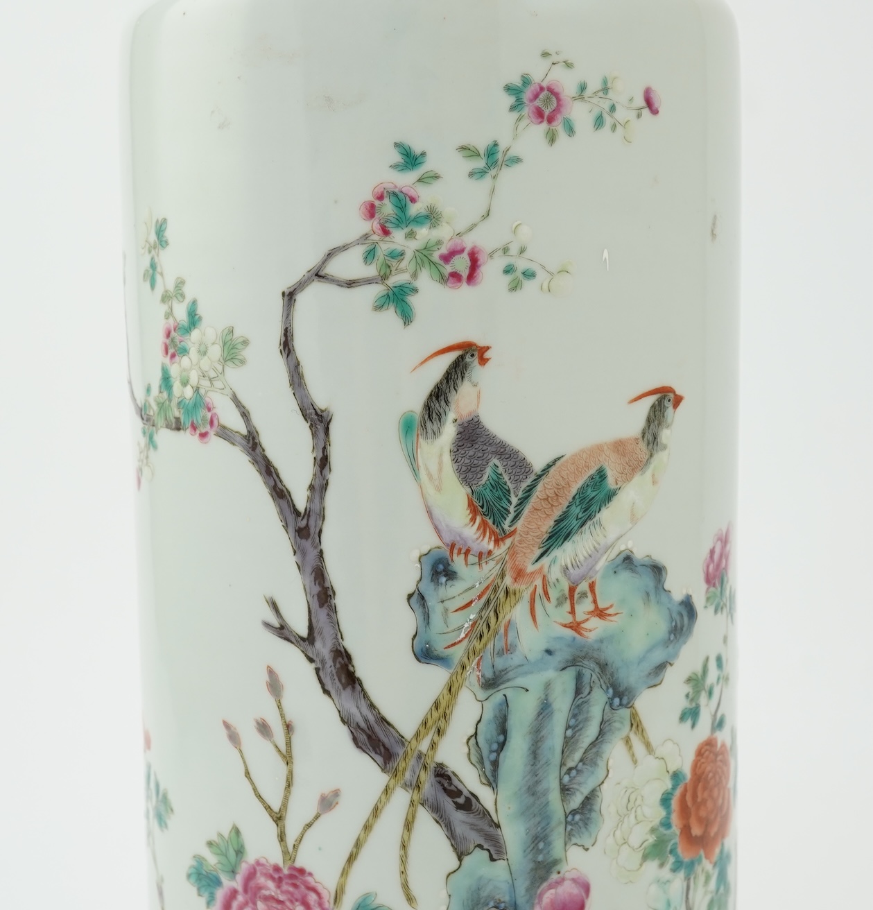 A Chinese famille rose ‘pheasant’ sleeve vase, 19th century